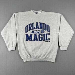 Vtg 90s Orlando Magic Crew Neck Sweatshirt Men’s XL Gray Pullover Logo 7 NBA